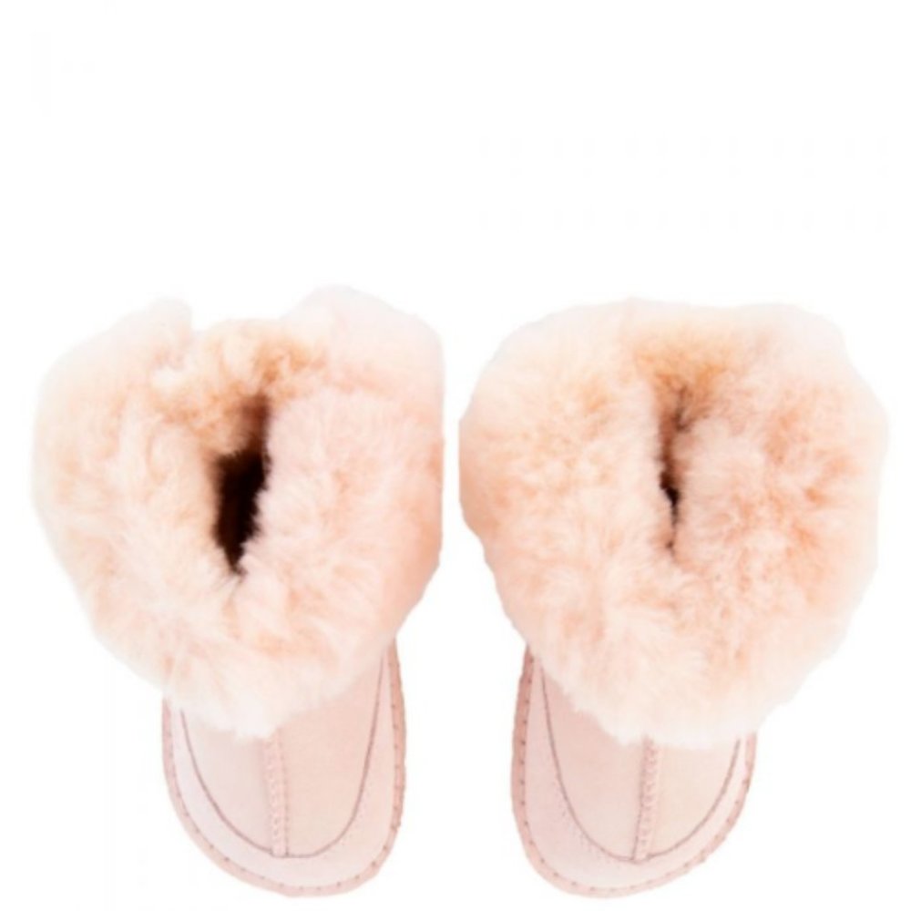 NEW UGG Baby Infant Boo Petal Pink Sheepskin Fur Lined Fold Over Cuff Mid Boot - Picture 5 of 7